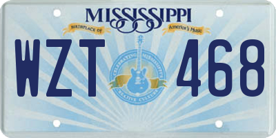 MS license plate WZT468