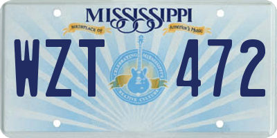 MS license plate WZT472