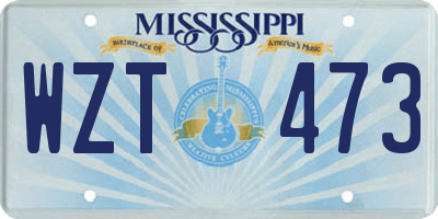 MS license plate WZT473