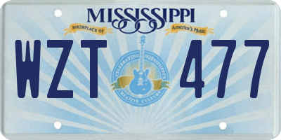 MS license plate WZT477
