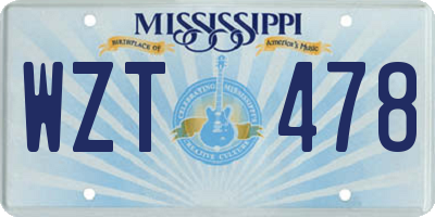 MS license plate WZT478