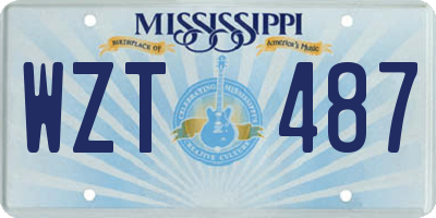 MS license plate WZT487