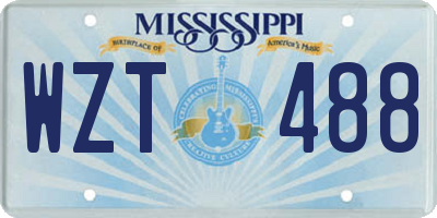 MS license plate WZT488
