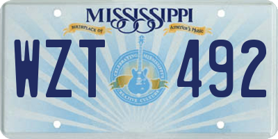 MS license plate WZT492