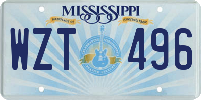 MS license plate WZT496