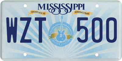 MS license plate WZT500