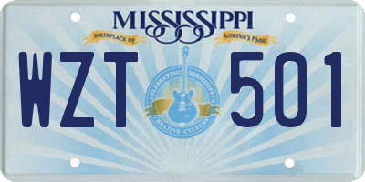 MS license plate WZT501