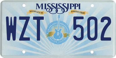 MS license plate WZT502
