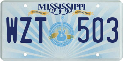 MS license plate WZT503
