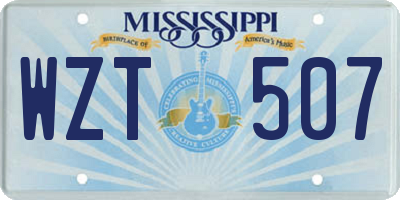 MS license plate WZT507