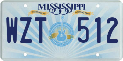 MS license plate WZT512