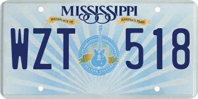 MS license plate WZT518