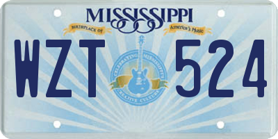 MS license plate WZT524