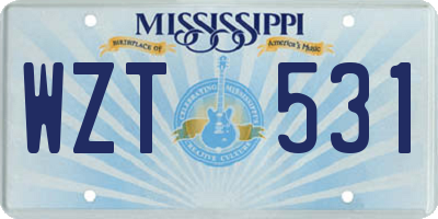 MS license plate WZT531