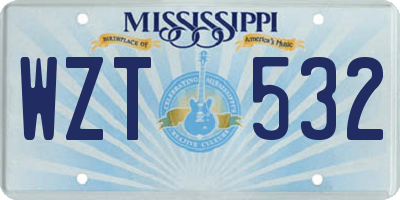 MS license plate WZT532