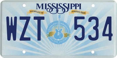 MS license plate WZT534