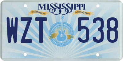 MS license plate WZT538