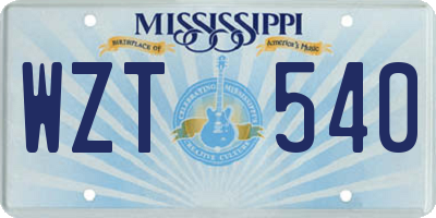 MS license plate WZT540