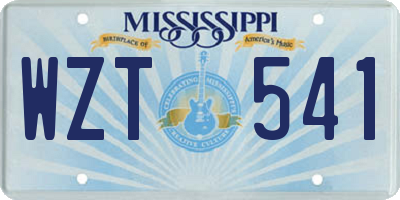 MS license plate WZT541