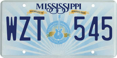 MS license plate WZT545