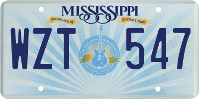MS license plate WZT547