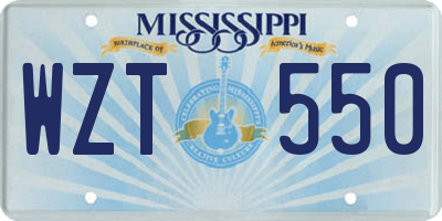 MS license plate WZT550