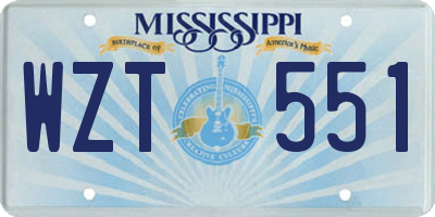 MS license plate WZT551