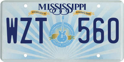 MS license plate WZT560