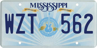 MS license plate WZT562