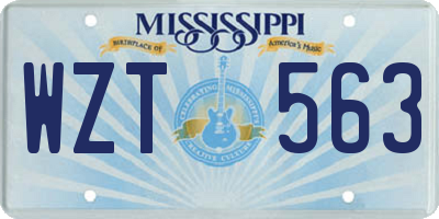 MS license plate WZT563