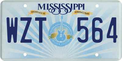 MS license plate WZT564
