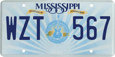 MS license plate WZT567
