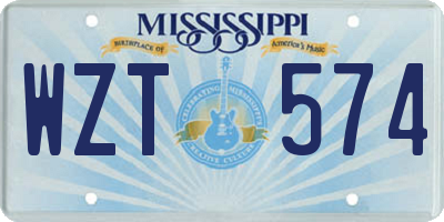 MS license plate WZT574