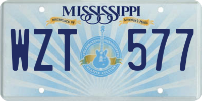 MS license plate WZT577