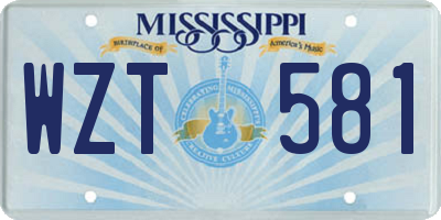 MS license plate WZT581
