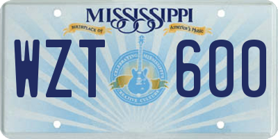 MS license plate WZT600