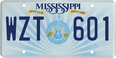 MS license plate WZT601