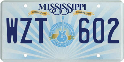 MS license plate WZT602