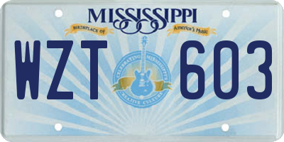 MS license plate WZT603