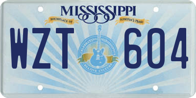 MS license plate WZT604