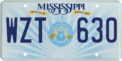 MS license plate WZT630