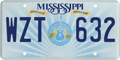 MS license plate WZT632