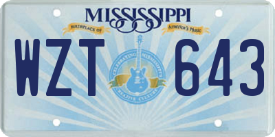 MS license plate WZT643