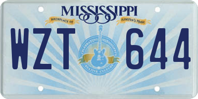 MS license plate WZT644