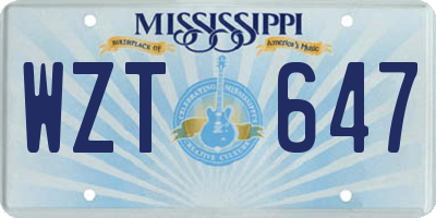 MS license plate WZT647