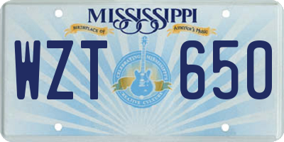MS license plate WZT650