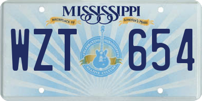 MS license plate WZT654