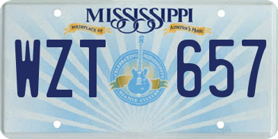 MS license plate WZT657