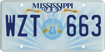 MS license plate WZT663