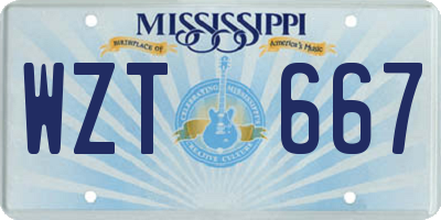 MS license plate WZT667